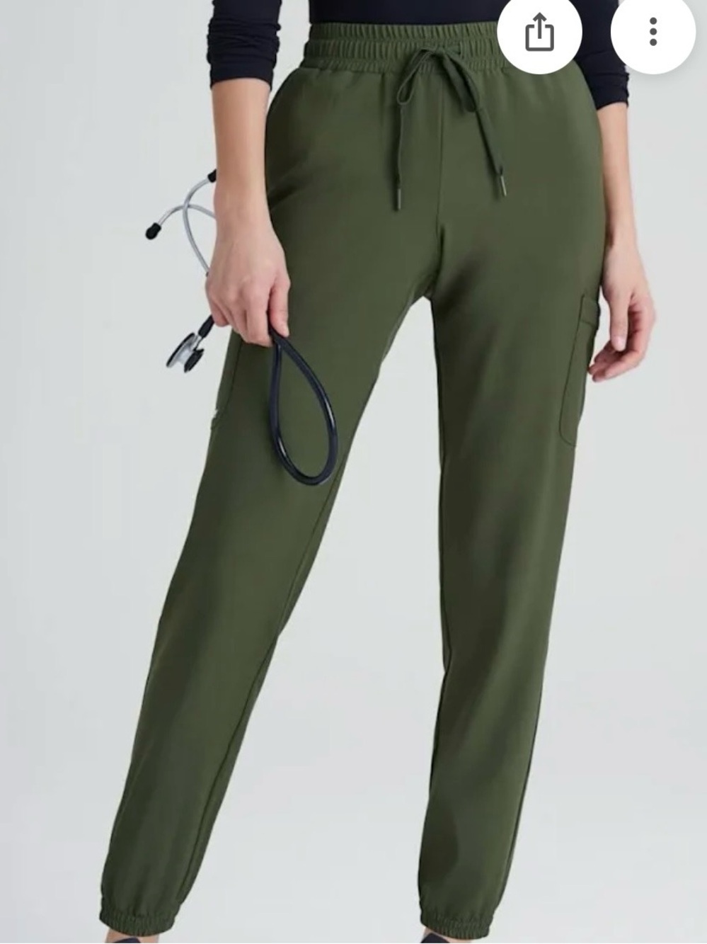 Grey’s Anatomy Barco Olive Green Drawstring Cargo Jogger Pants